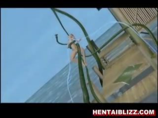 Tatlong-dimensiyonal animated hentai konsorte makakakuha ng fucked sa pamamagitan ng malaki tentac